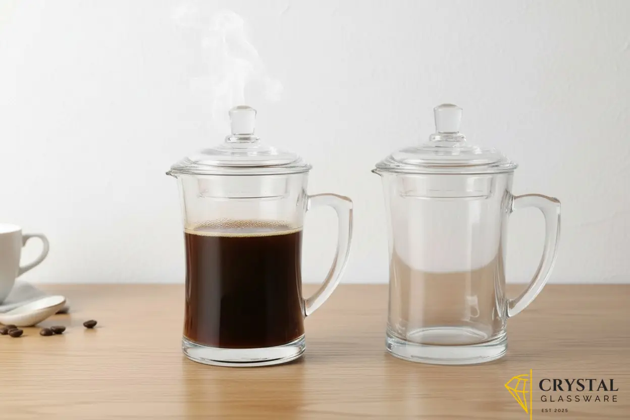 Delisoga  set of 2 transparent mug with glass lid